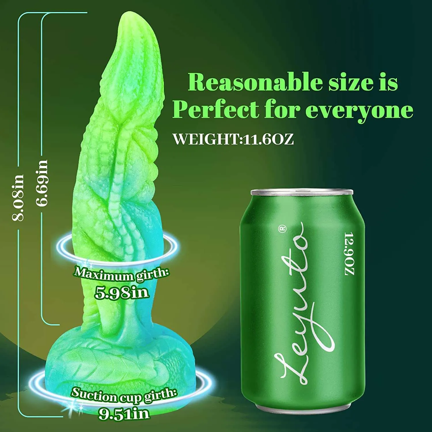 Nightlight Monster Realistic Dildos Series- GLOWS-IN-THE-DARK Huge Dildos. Super Safe and Soft