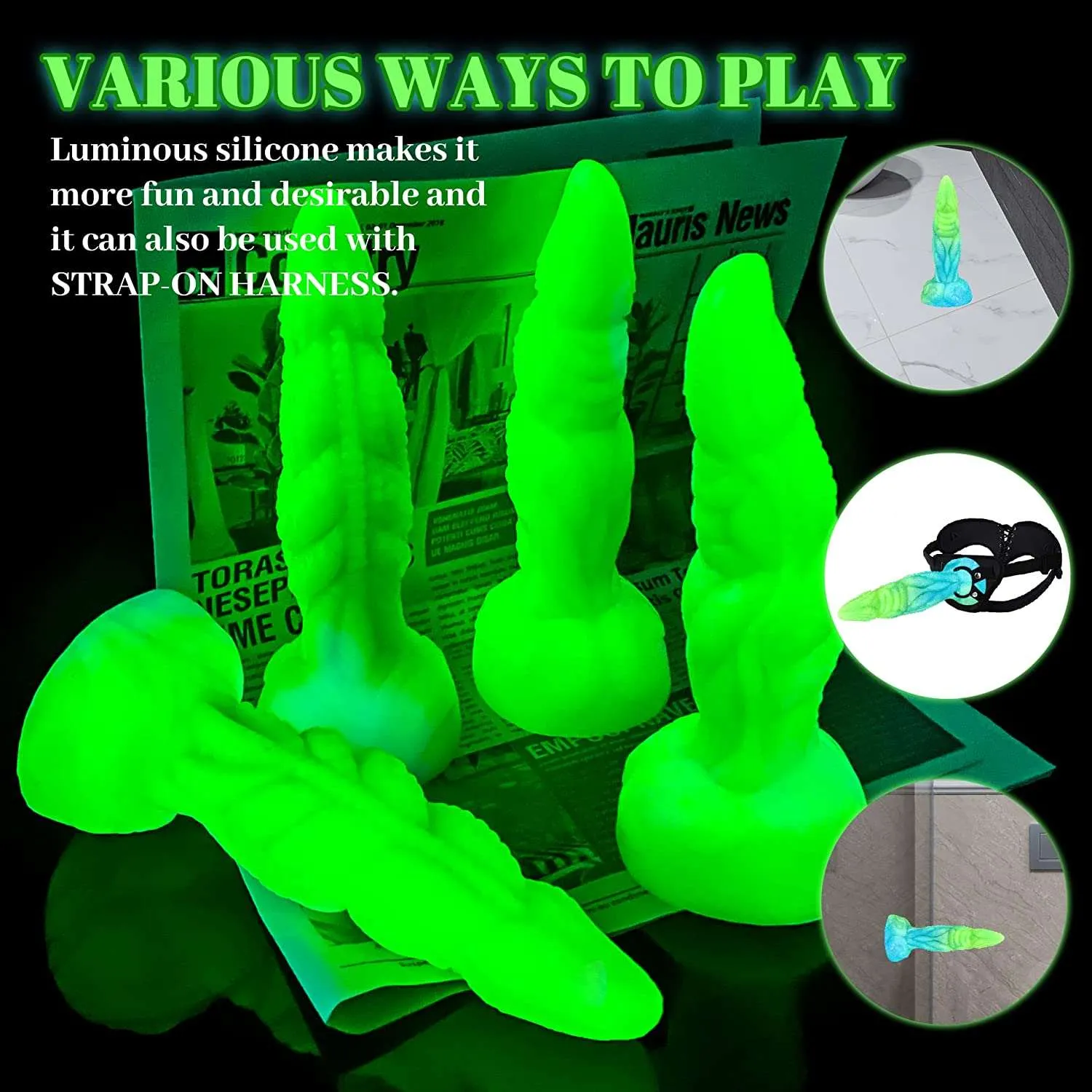 Nightlight Monster Realistic Dildos Series- GLOWS-IN-THE-DARK Huge Dildos. Super Safe and Soft