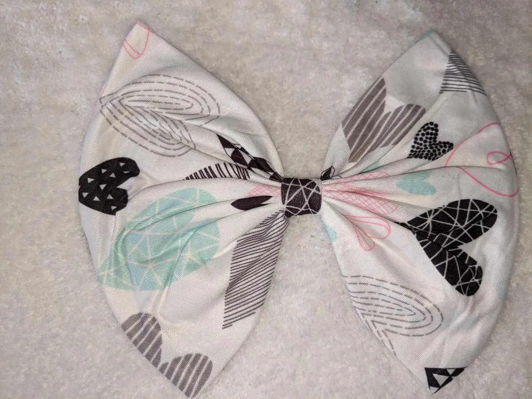 Pastel Hearts Fabric Hair Bow *