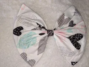 Pastel Hearts Fabric Hair Bow *