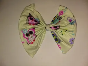 Pastel Owls Fabric Hair Bow