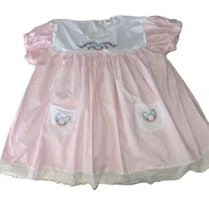 Pink Floral Embroidered Baby Doll Dress