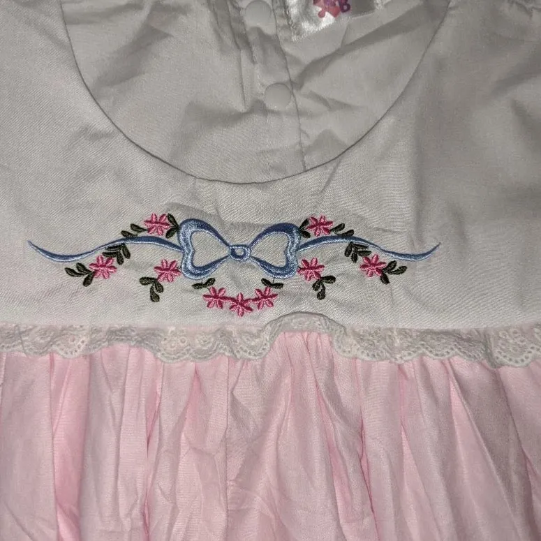 Pink Floral Embroidered Baby Doll Dress