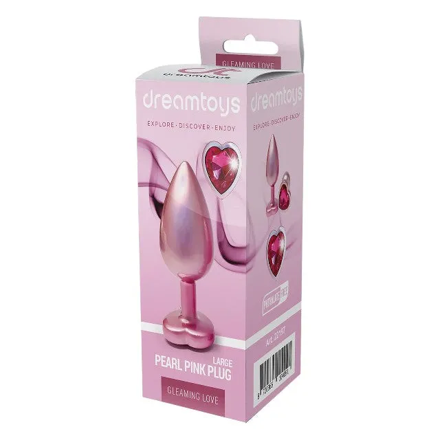 Plug anal DREAMTOYS Pearl Pink Plug. cu bază în formă de inimă. lungime 9.5 cm. diametru 4.3 cm. roz. mărime L