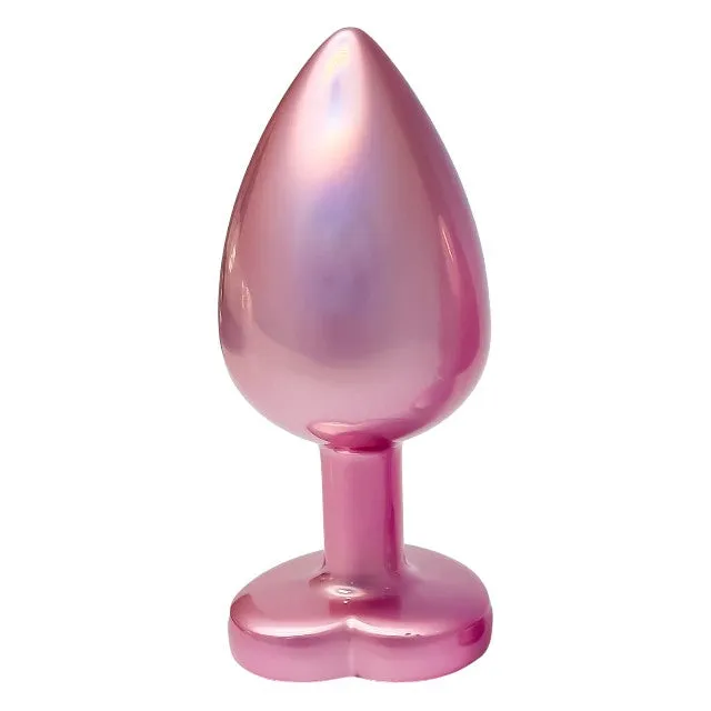 Plug anal DREAMTOYS Pearl Pink Plug. cu bază în formă de inimă. lungime 9.5 cm. diametru 4.3 cm. roz. mărime L
