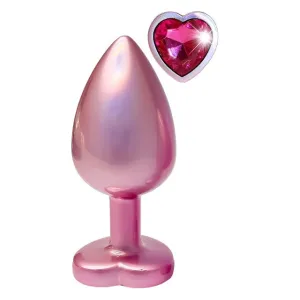Plug anal DREAMTOYS Pearl Pink Plug. cu bază în formă de inimă. lungime 9.5 cm. diametru 4.3 cm. roz. mărime L