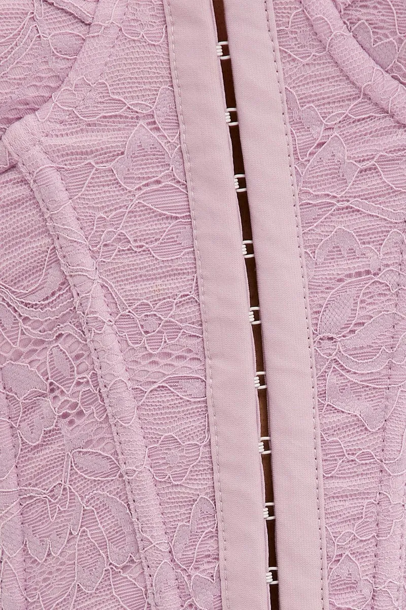 Purple Floral Lace Corset Top Lingerie