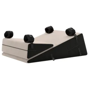 Rampă cu pernă de sex LIBERATOR Bondage Wedge/Ramp Combo. mobilier pentru jocuri erotice BDSM. cu cătușe detașabile. culoare crem