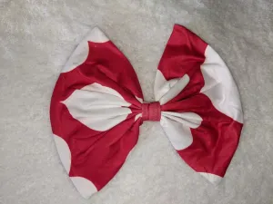 Red & White Hearts Fabric Hair Bow *