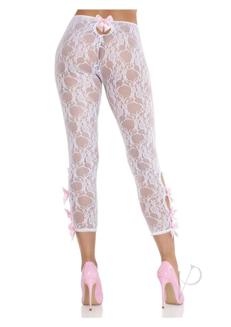 Scallop Trim Floral Footles Tight Wht Os