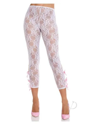 Scallop Trim Floral Footles Tight Wht Os
