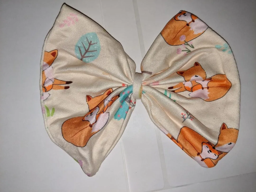 Sleepy Fox Fabric Hair Bow *