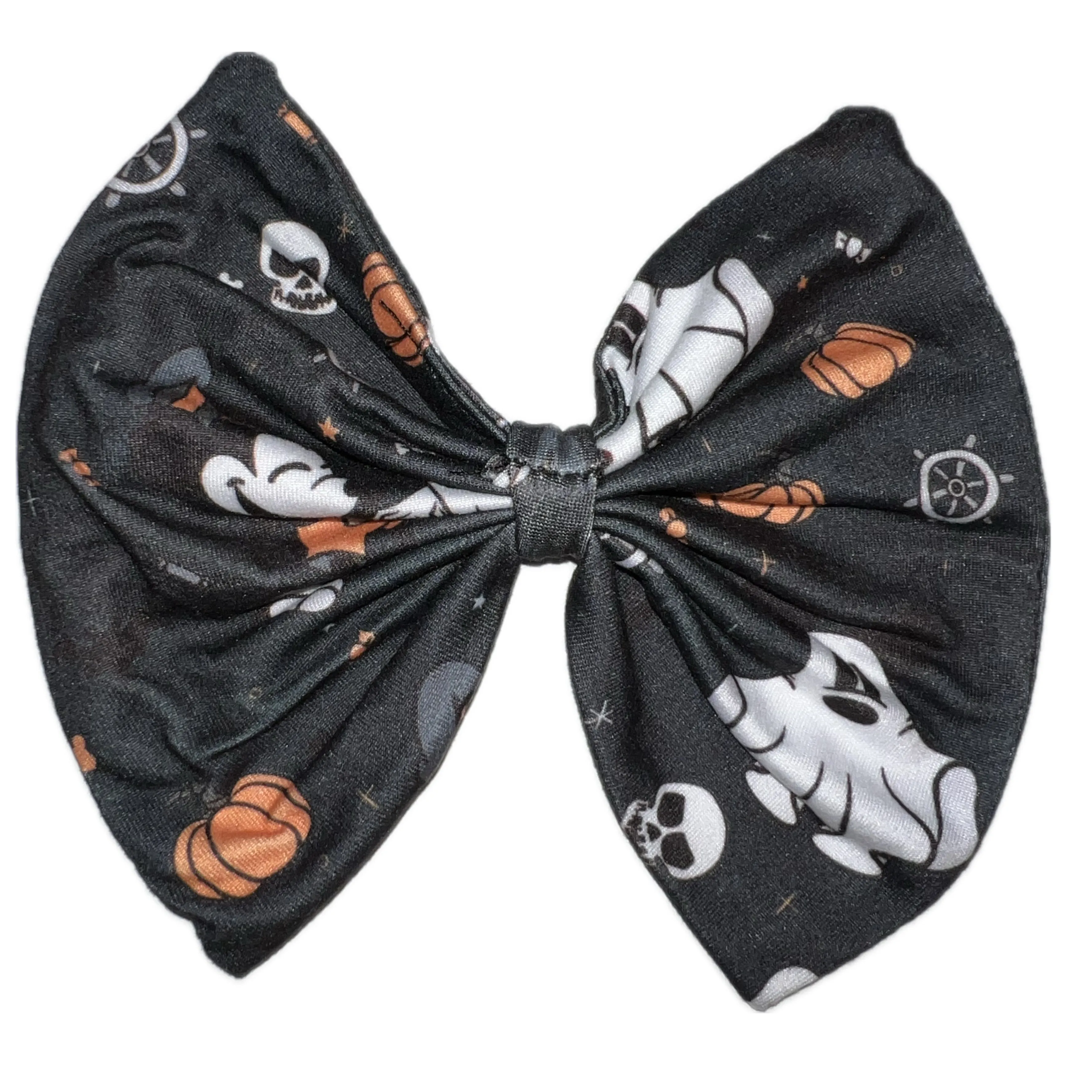 Steamboat Willie Mouse Halloween Black Fabric Hair Bow