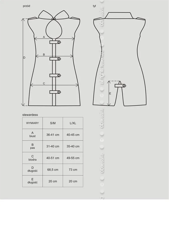 Stewardess Costume 3pcs Grey