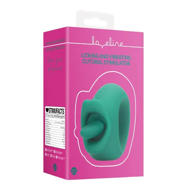 Stimulator clitoris LOVELINE Licking and Vibrating Clitoral Stimulator. cu funcție de simulare sex oral. 20 funcții de vibrație. verde