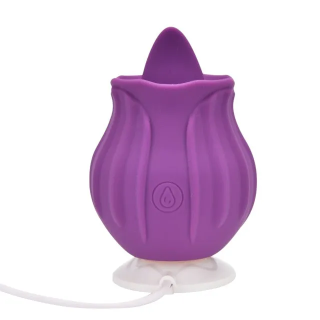 Stimulator clitoris LOVING JOY Rose. cu funcție de simulare sex oral. 10 funcții de vibrație. în formă de trandafir. mov
