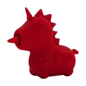 Stimulator clitoris UNIHORN Blaze Diablo. în formă de unicorn cu coarne de diavol. 10 funcții de vibrație. 10 funcții de mișcare. roșu