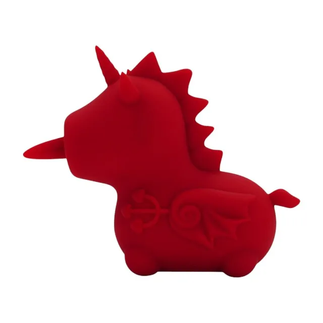 Stimulator clitoris UNIHORN Blaze Diablo. în formă de unicorn cu coarne de diavol. 10 funcții de vibrație. 10 funcții de mișcare. roșu