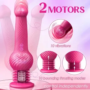 Thrusting 10 Vibrating 10 Bouncing Modes-9.45 Realistic Silicone Dildo