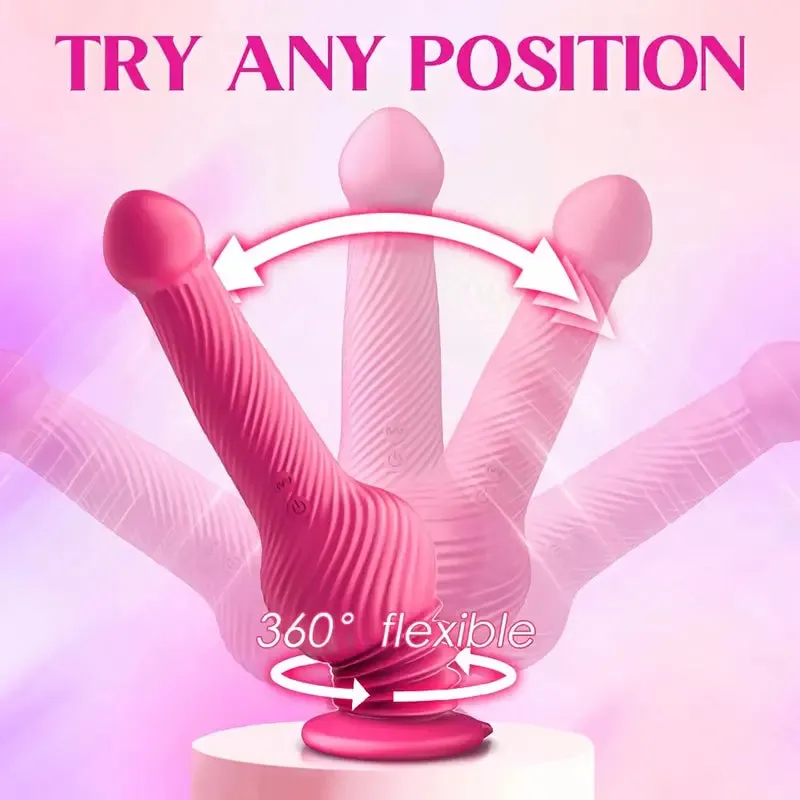 Thrusting 10 Vibrating 10 Bouncing Modes-9.45 Realistic Silicone Dildo
