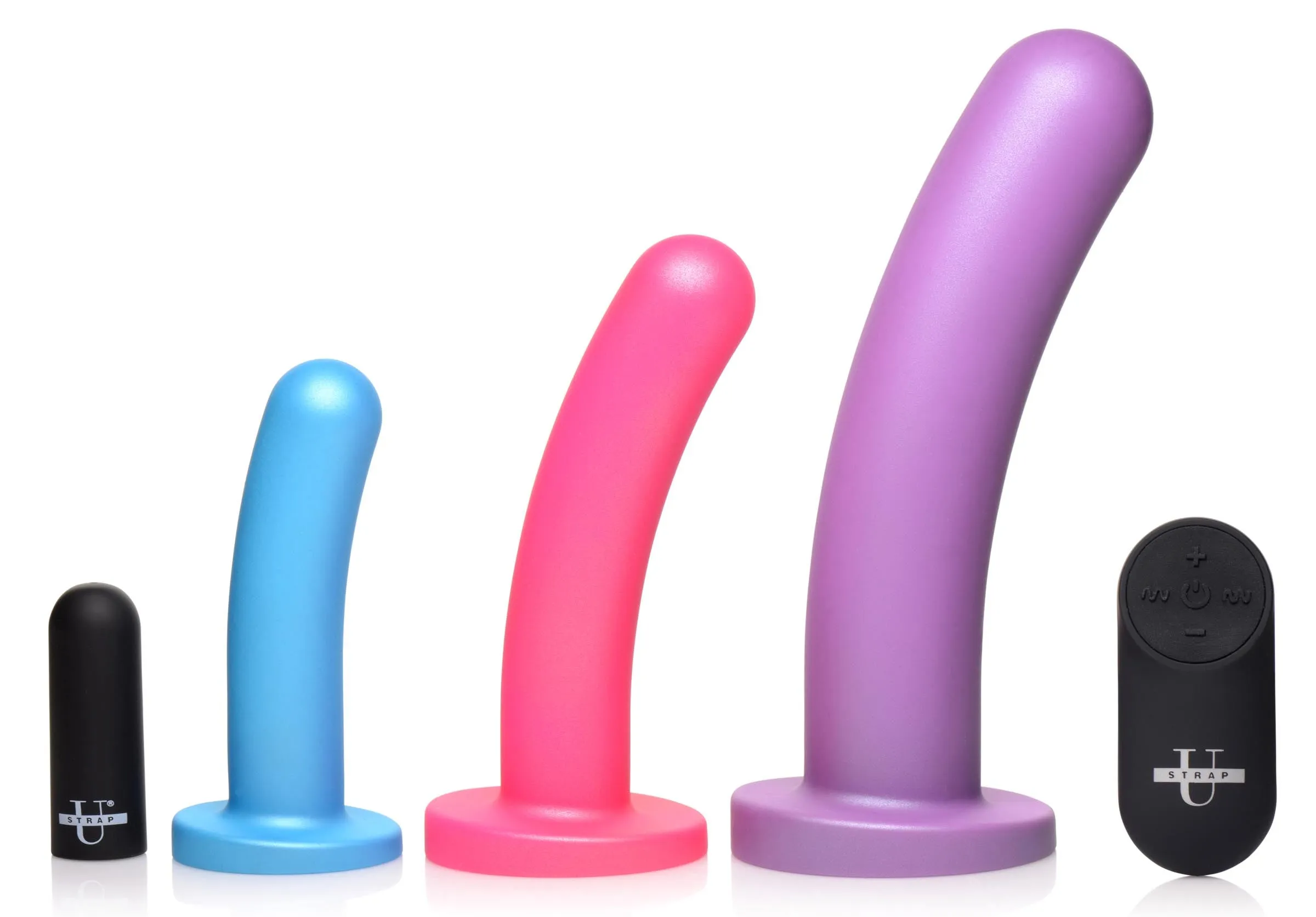 Triple Peg Vibrating Dildo Set With Remote Control