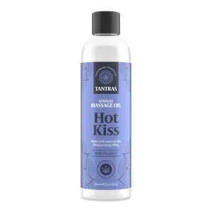 Ulei de masaj TANTRAS Hot Kiss. cu vitamina E și uleiuri naturale. aromă de lămâie. pin și trandafir. 150 ml (albastru)