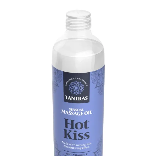 Ulei de masaj TANTRAS Hot Kiss. cu vitamina E și uleiuri naturale. aromă de lămâie. pin și trandafir. 150 ml (albastru)