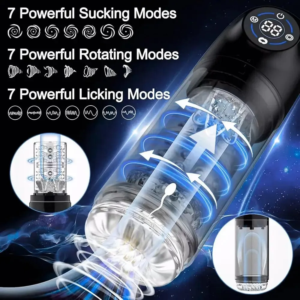 UPGRADED 7 7 7 Licking Suction 7 Rotating Modes Auto Masturbator
