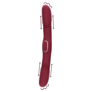 Vibrator dublu LOVELINE Double-Sided Thrusting Vibrator. cu funcție de penetrare automată. 30 funcții de vibrație. 33 cm. roșu