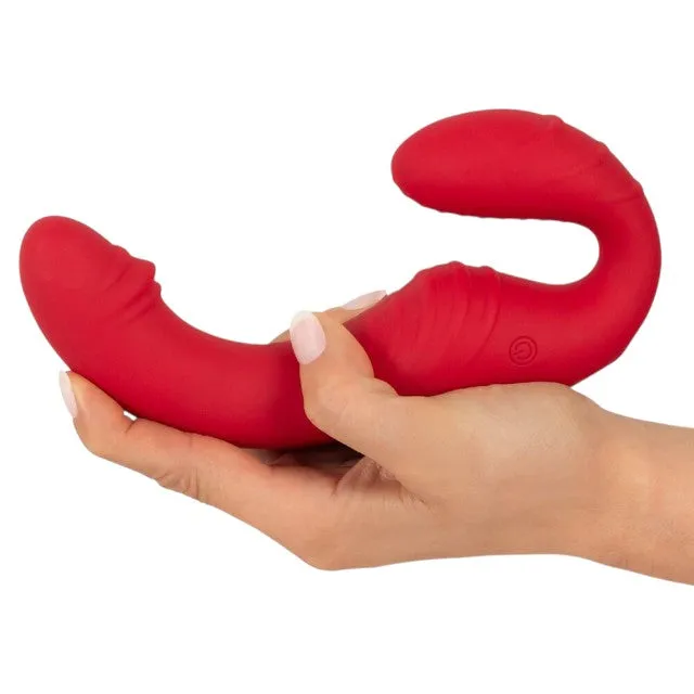 Vibrator dublu YOU2TOYS Strapless Strap-On 3. strap-on fără ham. control prin telecomandă. 9 funcții de vibrație. 19.1 cm. roșu