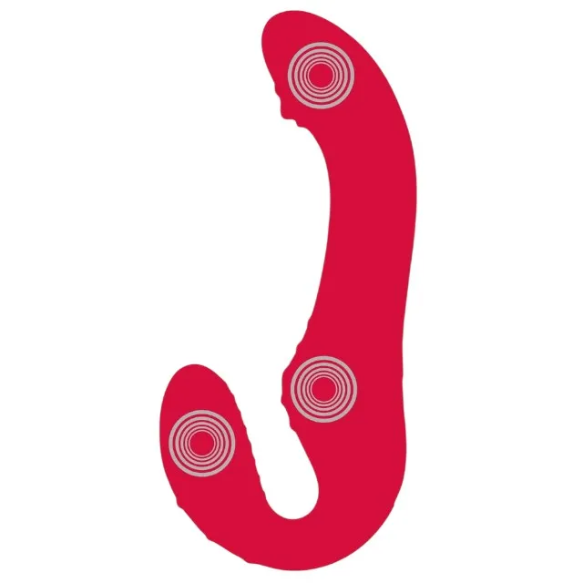 Vibrator dublu YOU2TOYS Strapless Strap-On 3. strap-on fără ham. control prin telecomandă. 9 funcții de vibrație. 19.1 cm. roșu