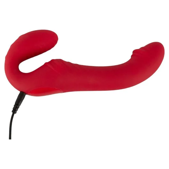 Vibrator dublu YOU2TOYS Strapless Strap-On 3. strap-on fără ham. control prin telecomandă. 9 funcții de vibrație. 19.1 cm. roșu