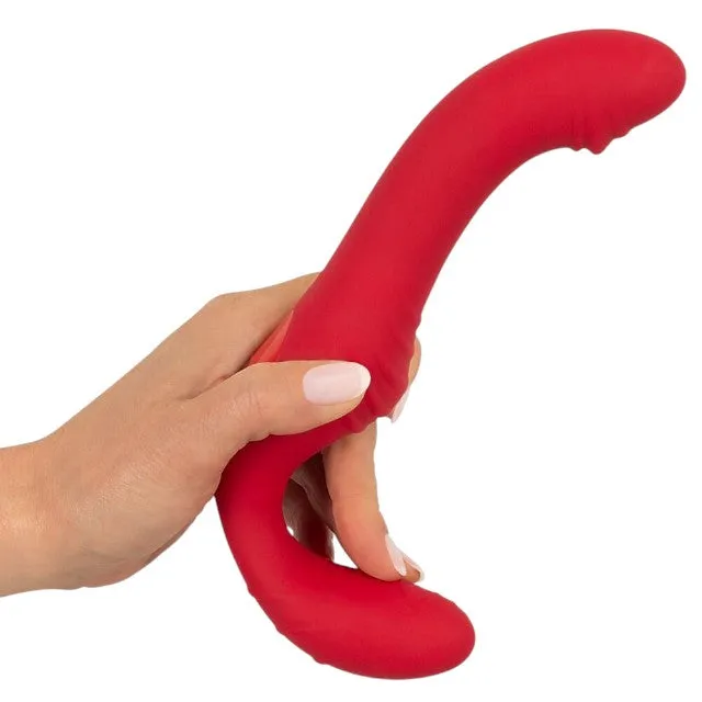 Vibrator dublu YOU2TOYS Strapless Strap-On 3. strap-on fără ham. control prin telecomandă. 9 funcții de vibrație. 19.1 cm. roșu