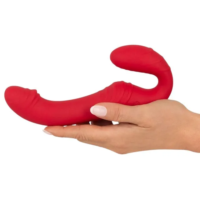 Vibrator dublu YOU2TOYS Strapless Strap-On 3. strap-on fără ham. control prin telecomandă. 9 funcții de vibrație. 19.1 cm. roșu