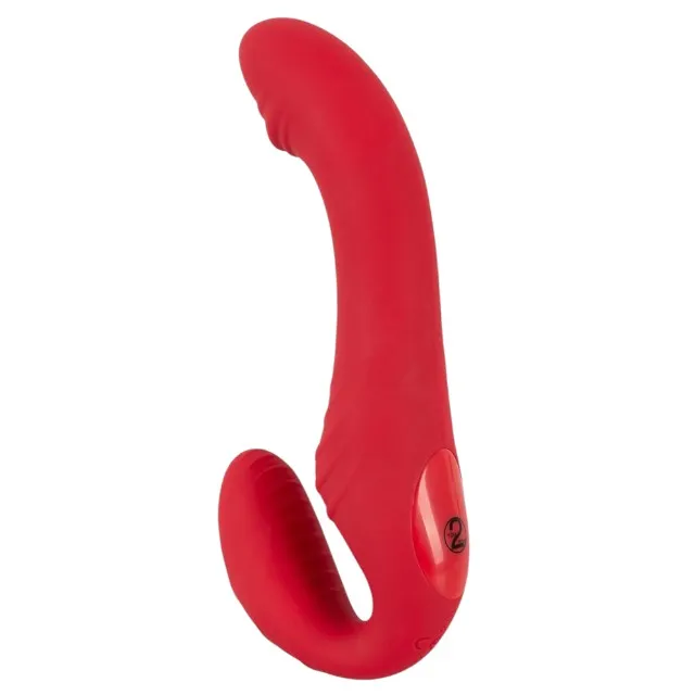 Vibrator dublu YOU2TOYS Strapless Strap-On 3. strap-on fără ham. control prin telecomandă. 9 funcții de vibrație. 19.1 cm. roșu