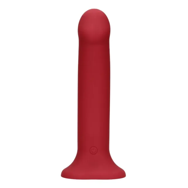 Vibrator LOVELINE Non-Phallic Vibrating Dildo Large. cu ventuză. compatibil cu ham strap-on. 10 funcții de vibrație. 19.8 cm. roșu