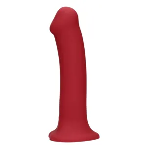 Vibrator LOVELINE Non-Phallic Vibrating Dildo Large. cu ventuză. compatibil cu ham strap-on. 10 funcții de vibrație. 19.8 cm. roșu