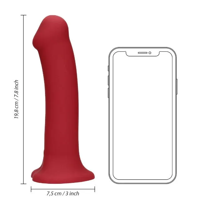 Vibrator LOVELINE Non-Phallic Vibrating Dildo Large. cu ventuză. compatibil cu ham strap-on. 10 funcții de vibrație. 19.8 cm. roșu