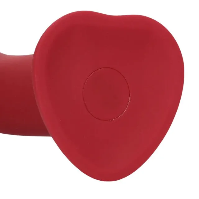 Vibrator LOVELINE Non-Phallic Vibrating Dildo Large. cu ventuză. compatibil cu ham strap-on. 10 funcții de vibrație. 19.8 cm. roșu