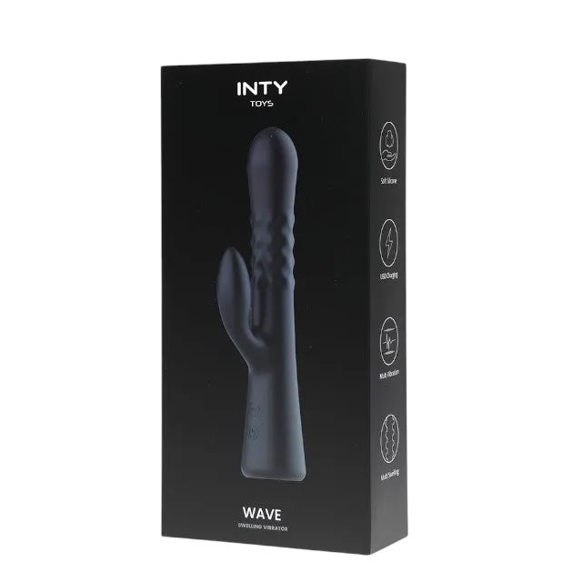 Vibrator rabbit INTY TOYS WAVE. cu funcție de umflare. 10 funcții de vibrații ultra-puternice. rezistent la apă IPX7. 23.5 cm. negru