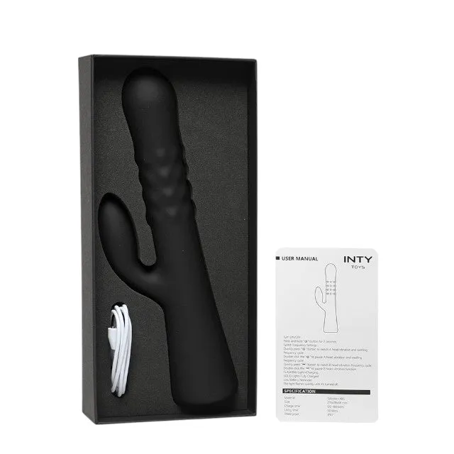 Vibrator rabbit INTY TOYS WAVE. cu funcție de umflare. 10 funcții de vibrații ultra-puternice. rezistent la apă IPX7. 23.5 cm. negru