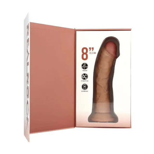 Vibrator REALROCK 8 Realistic Vibrating Dildo. 10 funcții de vibrație. bază cu ventuză pentru fixare. 20.3 cm. culoare caramel