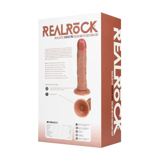 Vibrator REALROCK 8 Realistic Vibrating Dildo. 10 funcții de vibrație. bază cu ventuză pentru fixare. 20.3 cm. culoare caramel