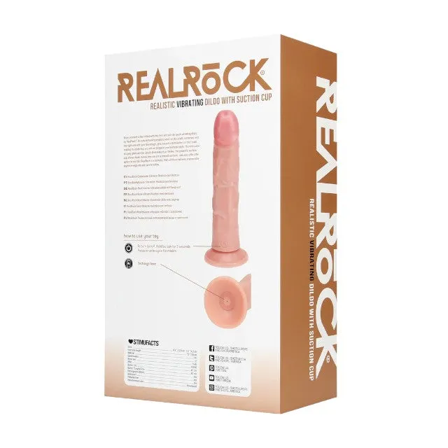 Vibrator REALROCK 8 Realistic Vibrating Dildo. 10 funcții de vibrație. bază cu ventuză pentru fixare. 20.3 cm. culoarea pielii