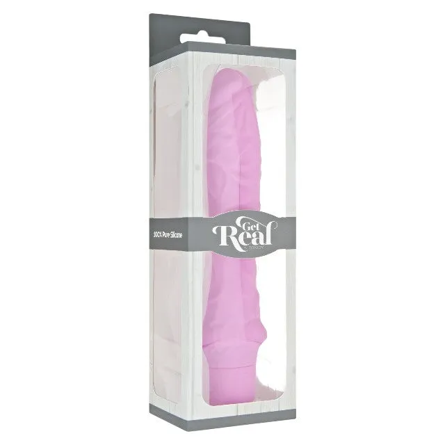 Vibrator TOYJOY Get Real - Classic Large Vibrator. din silicon. 7 funcții de vibrație. rezistent la apă. 24.9 cm. roz
