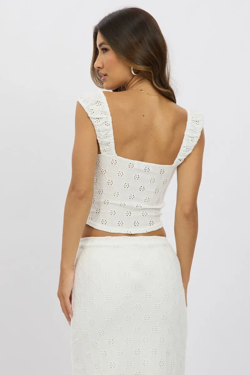 White Eyelet Top Sleeveless