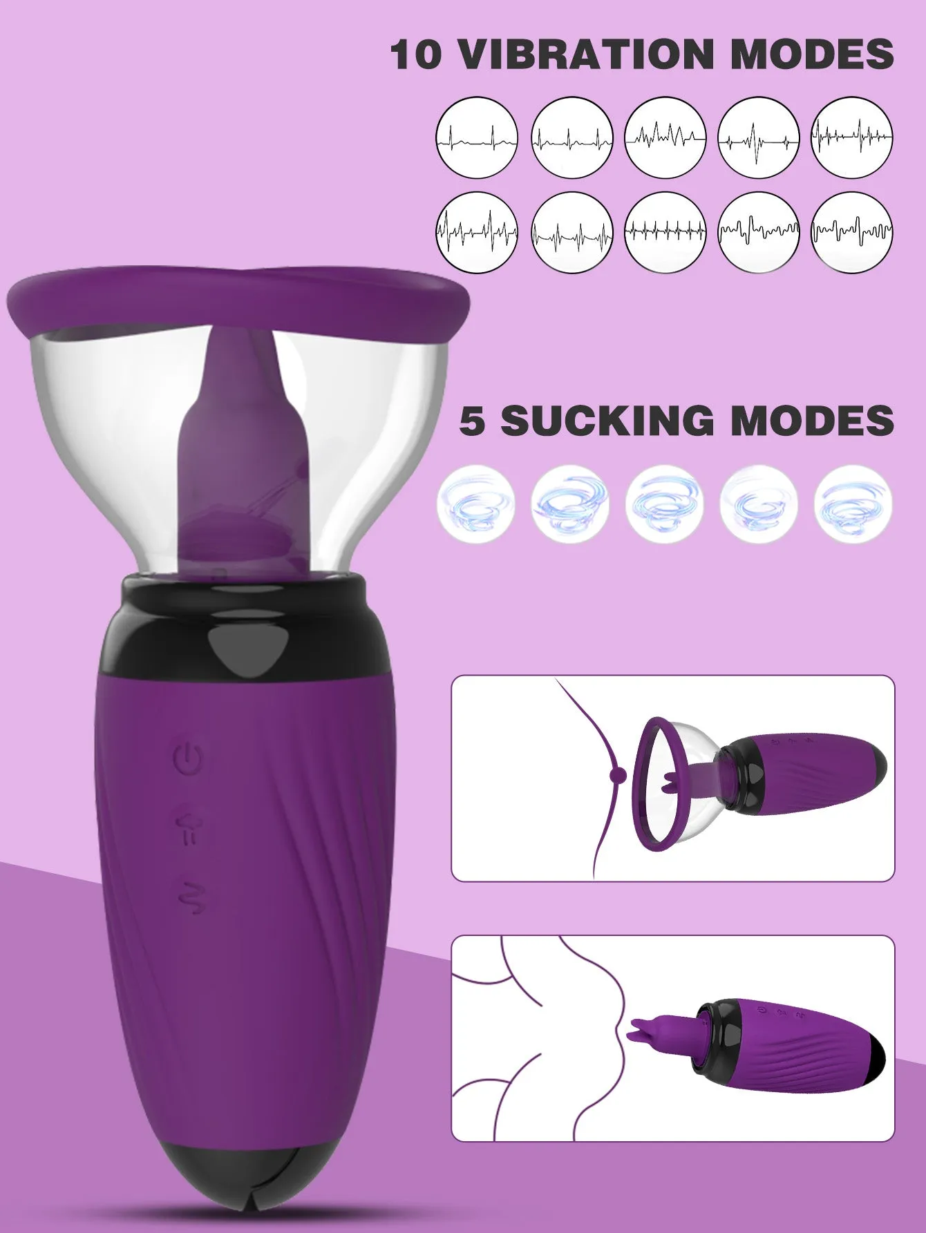 Women Sucking Vibrator - Breast Tongue Licking 10 Vibrating Female Sex Toys