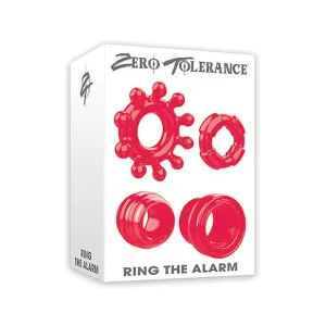 Zero Tolerance - Ring the Alarm Set of 4 Textured Cock Rings (Red)